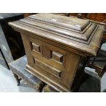 A Panelled Oak Silver Plate Box With Side Ring Handles