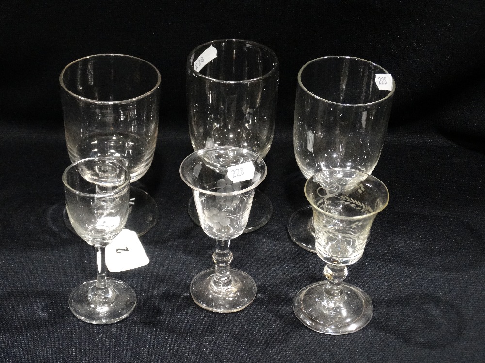 Three Victorian Glass Rummers & Three Other Glasses