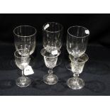 Three Victorian Glass Rummers & Three Other Glasses