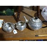 A Three Piece Silver Plated Tea Service