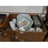 A Box Of Royal Commemorative China & Tins