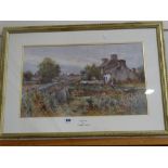 J. Hughes Clayton, Watercolour, Anglesey Cottages & Bridge With Figures To The Foreground, Titled "