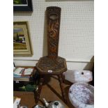 A Carved Oak Spinning Wheel Chair Dated 1907