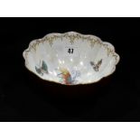 A Wedgwood Lustre Ware Circular Scallop Bowl, The Pearl Lustre Interior Decorated With Butterflies,