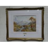 A.D Bell, Watercolour, Landscape View With Figures To The Foreground, Titled "Ullswater" Signed &