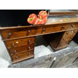 A Victorian Mahogany Knee Hole Pedestal Desk With Inset Leather Top