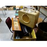 A Box Of Collectables, To Include Vintage Radios & Bakelite