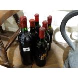 Six Bottles Of Vintage Red Wine (No Labels)