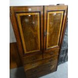 An Edwardian Mahogany & Satinwood Combination Wardrobe