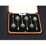 A Cased Set Of Six Silver Coffee Spoons