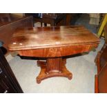 A 19th Century Mahogany Pedestal Fold Over Tea Table