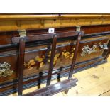 A Mahogany & Floral Inlaid Upright Piano Panel, Retaining Brass Sconces