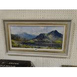 Charles Wyatt Warren, Oil On Board Snowdonia Lake & Mountain View, Signed 9.5" X 21"