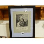 A Framed 16th Century Engraving Of William Tyndall, Catholic Martyr