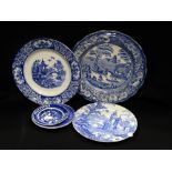 A Small Quantity Of Blue & White Plates Including An Advertising Relish Dish