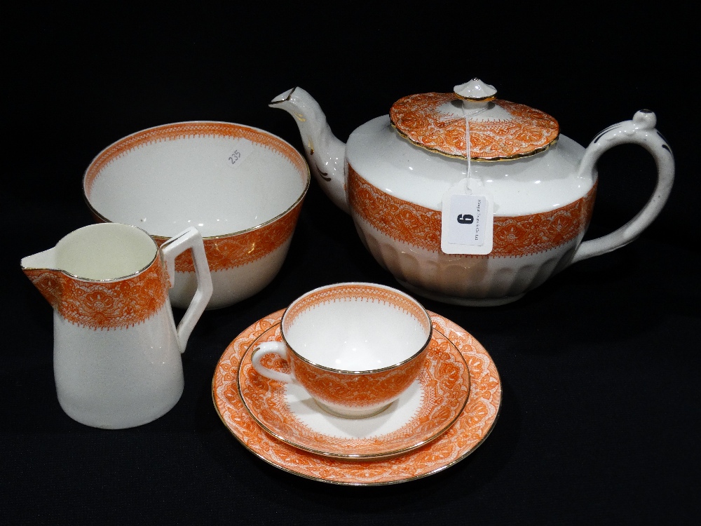 A Quantity Of Staffordshire China Transfer Decorated Teaware, Brussells Pattern