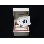 A Pandora Heart Shaped Blue Stone Set Charm