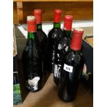 Five Bottles Of Vintage Red Wine (No Labels)