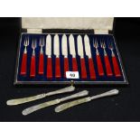 A Cased Set Of Twelve Art Deco Fruit Knives & Forks