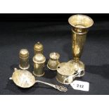 A Four Piece Silver Condiment Set Etc (7)