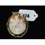 A Carved Shell Cameo Brooch, Depicting A Crusade Scene