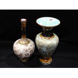 Two Royal Doulton Stoneware Vases With Sgraffito Decoration