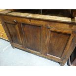 An Antique Oak Three Panel, Front Blanket Chest