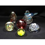 Seven Late 20th Century Glass Paperweights