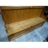 A Pine Box Seat Settle, 72" Across