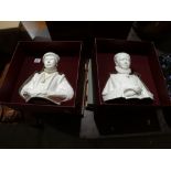 A Pair Of Boxed Busts Depicting Elizabethan Figures