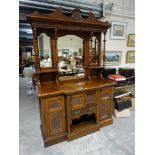 A Late Victorian Breakfront Base Mirror Backed Sideboard With Turned Columns