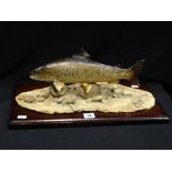 A Contemporary Sculpture Of A Brown Trout By Ian Greensitt, 17" Across