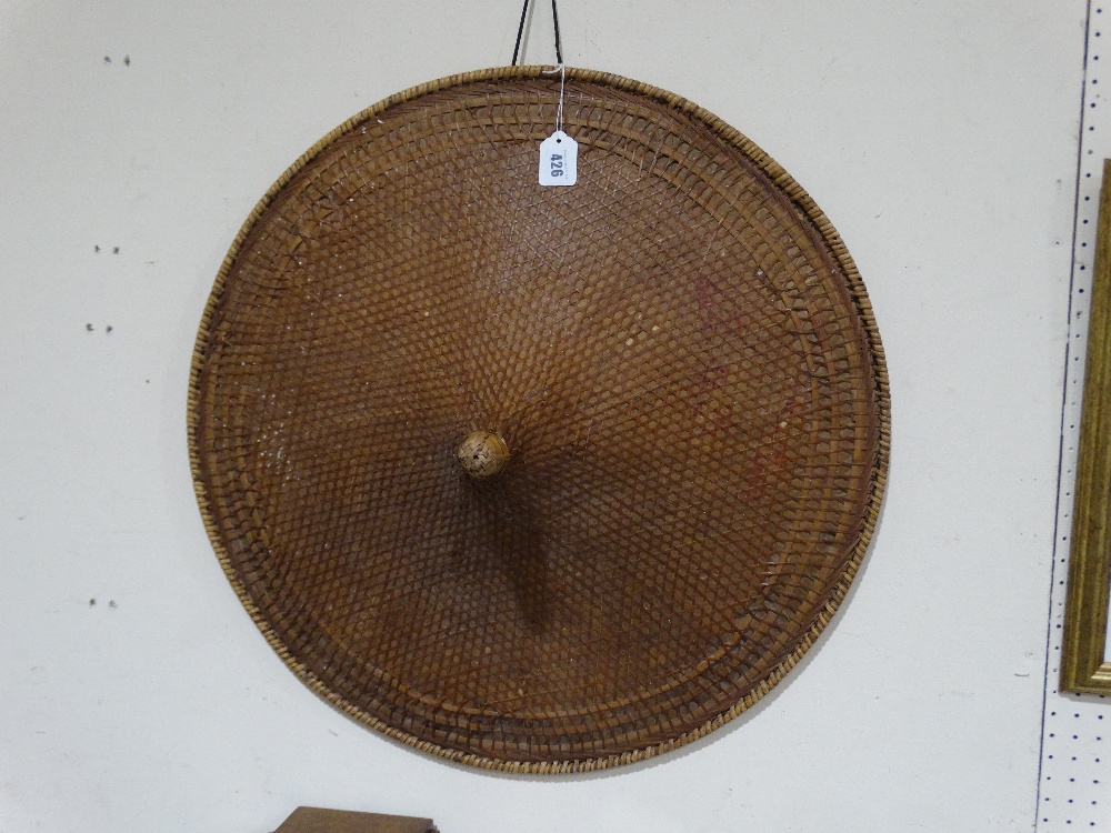 A Vintage Chinese Straw Hat, 24" Across