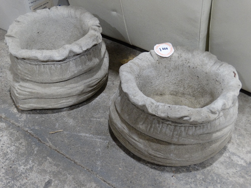 A Pair Of Reproduction Concrete Sack Planters