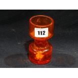 A Possibly Whitefriars Orange Glass Candle Holder, 4" High