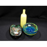 Three Cased Glass Bowls & Vase