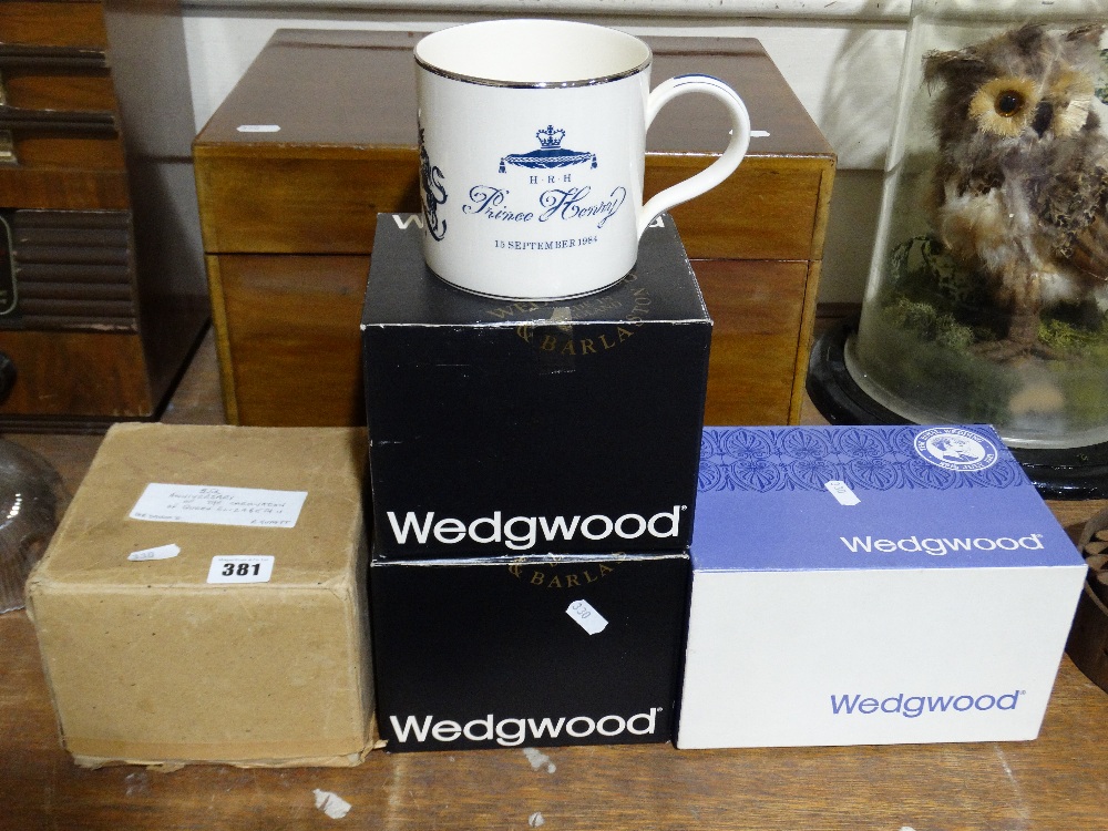 Four Boxed Wedgwood Commemorative Tankards Etc