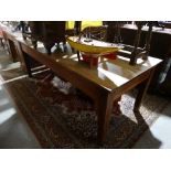 An Early 20th Century Oak School Room Type Table With Two Base Drawers, The Top Measuring 84" X 36"