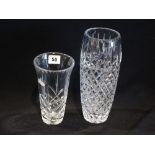Two Cut Glass Circular Based Flower Vases