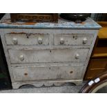 A Painted 19th Century Chest Of Two Short & Two Long Drawers