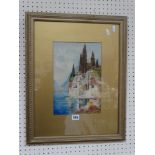 T.W Etchells, Watercolour, Italianette Lake & Mountain View, Signed, 12" X 8"