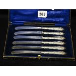 A Cased Set Of Six Silver Handled Tea Knives