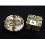 Two 20th Century Oriental Lidded Boxes, The Interiors With Erotic Scenes