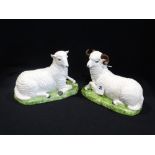 A Pair Of Mid 20th Century Italian Pottery Recumbent Sheep