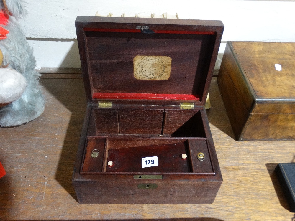 A 19th Century Mahogany Shaving Box With Paper Label For Sangwine