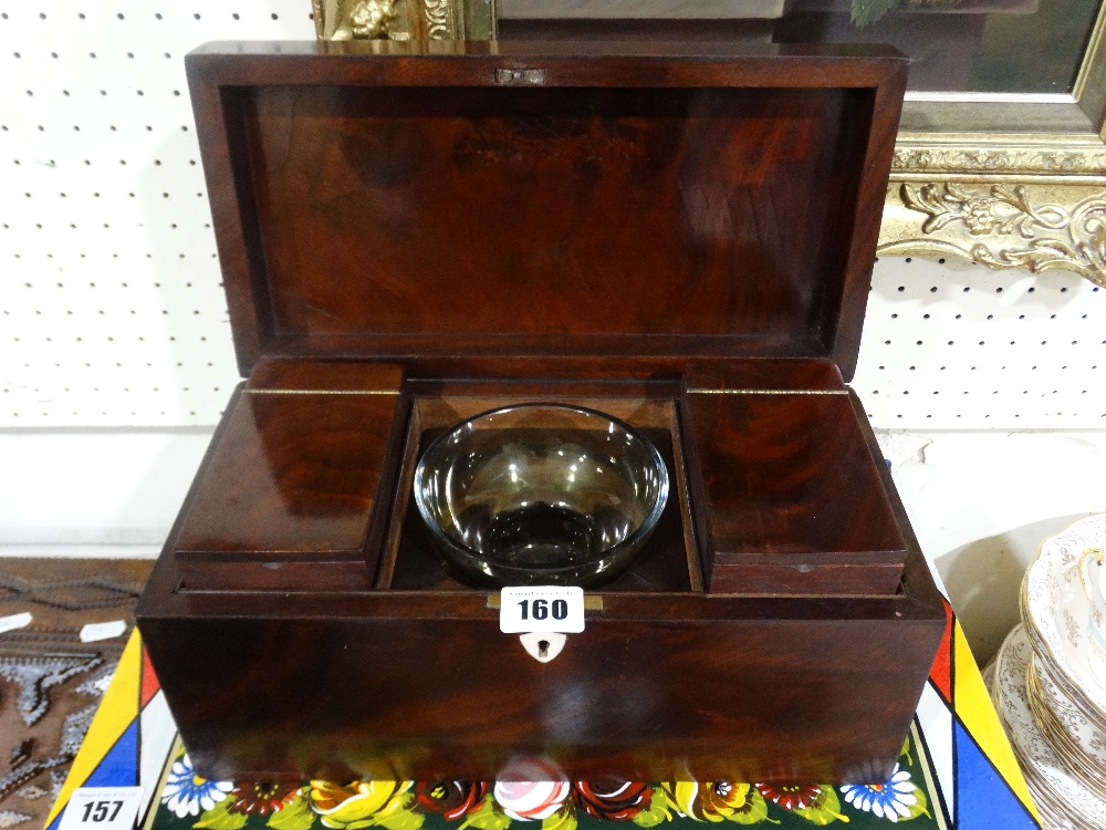 A 19th Century Mahogany Tea Caddy, Retaining Fittings