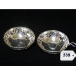 A Pair Of Circular Silver Pierced Dishes, London 1938, 2.5oz