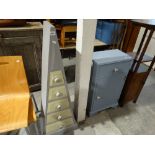 A Late 20th Century Pyramid Bank Of Drawers, Together With A Painted Bedside Cupboard