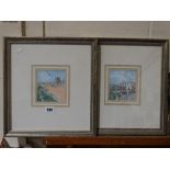 M. Chapman, Two Watercolour Beach & Promenade Views, Signed, 4.5" X 4.5"