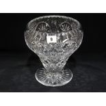A Heavy Circular Based Cut Glass Flower Vase, 9" High